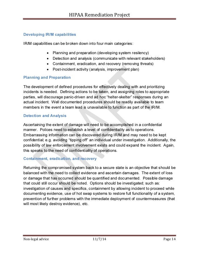 SAMPLE HIPAA Security Rule Corrective Action Plan Project Charter