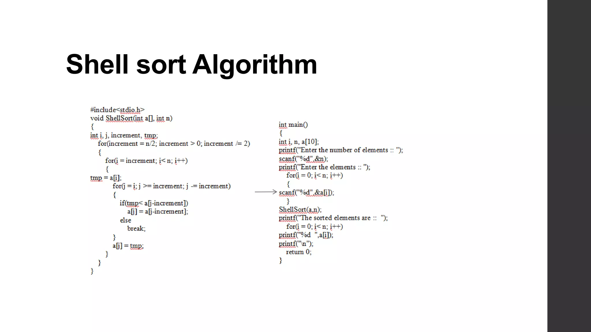 Shell sort Algorithm
 
