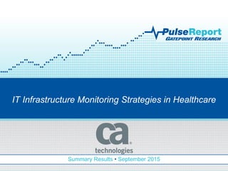 Summary Results • September 2015
IT Infrastructure Monitoring Strategies in Healthcare
 