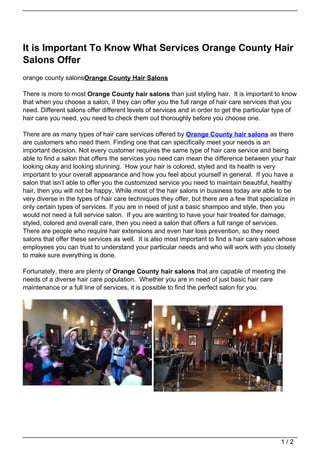 It Is Important To Know What Services Orange County Hair Salons