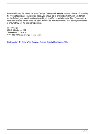 It Is Important To Know What Services Orange County Hair Salons Offer