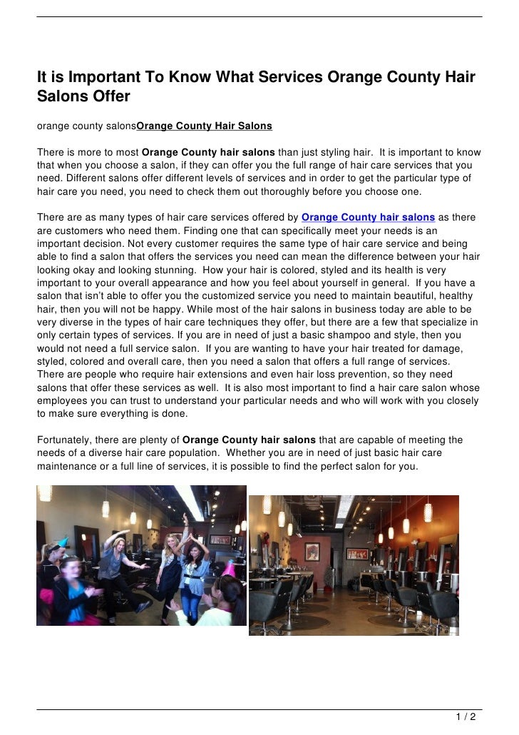 It Is Important To Know What Services Orange County Hair Salons