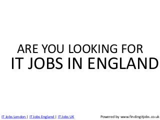 ARE YOU LOOKING FOR

IT JOBS IN ENGLAND
IT Jobs London | IT Jobs England | IT Jobs UK

Powered by www.findingitjobs.co.uk

 
