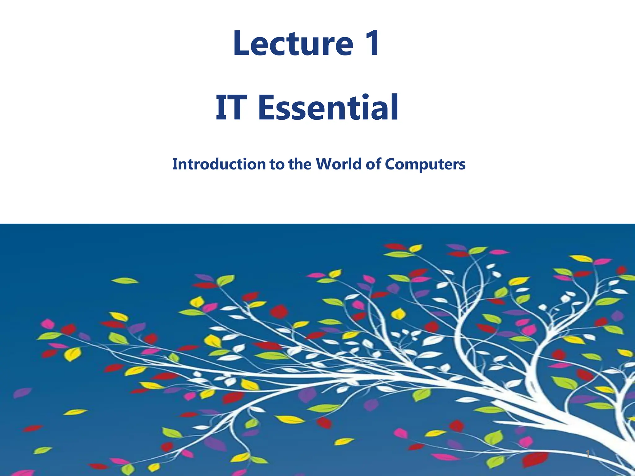 Lecture 1
1
IT Essential
Introduction to the World of Computers
 