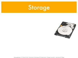 Storage




www.sayfun.me | AJ Sascha Funk | Information Technology & Its Applications | Rangsit University - International College
 