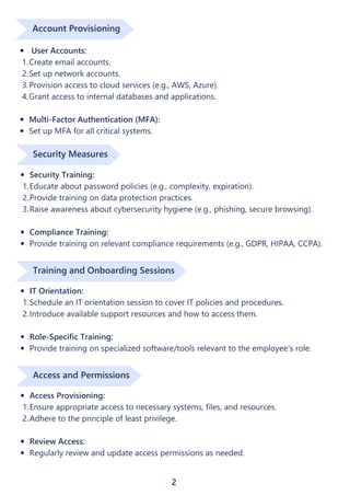 IT Division ITSM process - Employee Onboarding IT readiness checklist | PDF