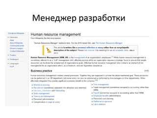 Менеджер разработки
 