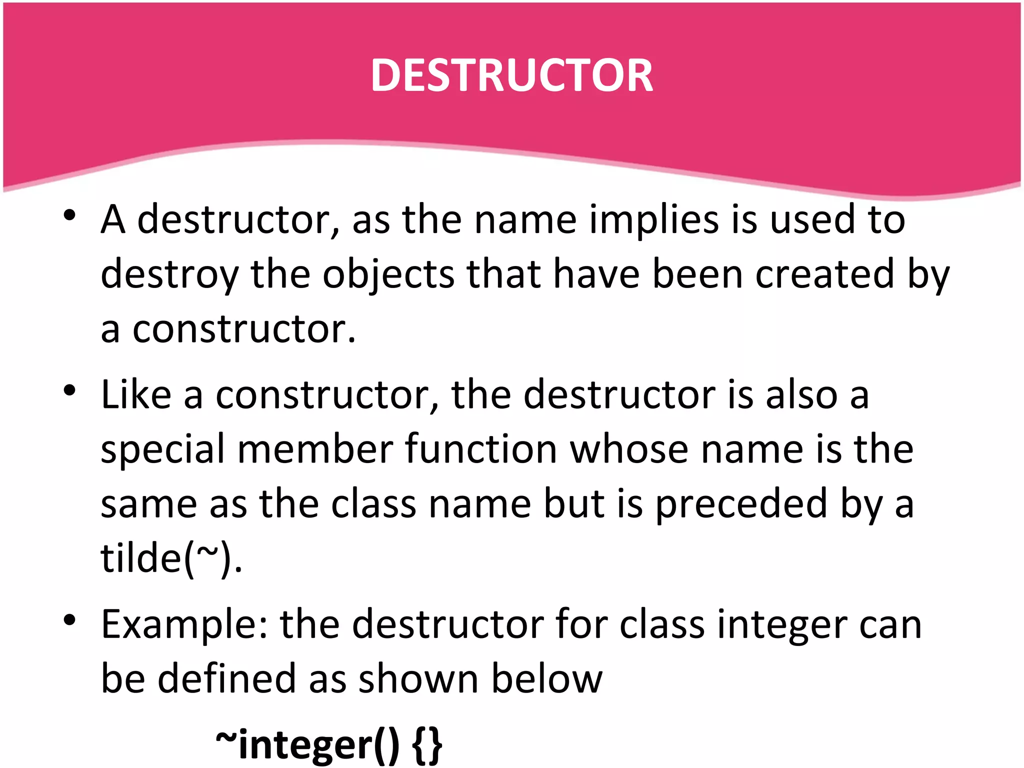 constructor and destructor-object oriented programming | PPT