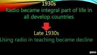 1930s
Radio became integral part of life in
all develop countries
 