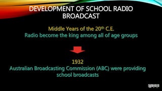 DEVELOPMENT OF SCHOOL RADIO
BROADCAST
 