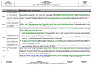 Firma
servicEvolution
Themenbereich
Leitkonzept der Servicialisierung
Druckdatum
18.09.2022
Bearbeiter, Telefon-Nr.
Paul G. Huppertz
+49-1520-9 84 59 62
Thema/Gegenstand
Grundlagen & Grundbegriffe, Modelle & Methoden der Service-Erbringung
IT-Servicekatalog versus Service-Katalog – Abgrenzungen & Unterschiede
Ablage
Servicialisierung
Diskussionspapiere
Dokumentautor
Paul G. Huppertz
Dokumentname
IT-Servicekatalog versus Service-Katalog V01.04.00
Dokumentdatum
18.09.2022
Dokumentseite
24 von 61
Paul G. Huppertz ▪ Schöne Aussicht 41 ▪ 65396 Walluf ▪ +49-61 23-74 04 16 ▪ Paul.G.Huppertz@servicEvolution.com
Nr. Zitat aus dem o.a. Artikel Analyse & Aufarbeitung, Kritik & Korrektur
03.76
Ein IT-Servicekatalog,
der sich an Kunden rich-
tet, braucht beispiels-
weise keine Services für
Mitarbeiter zu enthalten
und umgekehrt.
Service-Kunden in Gestalt von Kostenstellenleitern der Fachabteilungen beauftragen erforderliche Service-Typen immer zur Erbringung für
Mitarbeiter ihrer Abteilungen. Diese können dann in ihren Rollen als autorisierte Service-Konsumenten bei Bedarf jeweils einen einzelnen
Service eines derartigen Typs abrufen & simultan zu dessen Erbringung konsumieren. Somit enthält ein valider Service-Katalog keine Services,
sondern ausschließlich konkrete & verbindliche Service-Erbringungsangebote (= Servuktionsangebote) für erforderliche Service-Typen.
03.77
Ebenso können Service-
kataloge für bestimmte
Anwendungsfälle ange-
passt werden.
Die „Anwendungsfälle“ für einen Service-Katalog bestehen darin, dass interessierte bzw. registrierte Service-Kunden ihn benutzen, um erfor-
derliche Service-Typen auszuwählen und zu beauftragen für von ihnen autorisierte Service-Konsumenten, damit diese bei Bedarf jeweils
einzelne Services abrufen & simultan zu deren Erbringungen konsumieren können.
03.78
Das Weglassen von Ser-
viceoptionen, die weder
benötigt werden noch
für den vorgesehenen
Benutzer relevant sind,
trägt zur Vermeidung
von Redundanzen bei
und verhindert, dass die
Vielzahl der Optionen
die Benutzer überfor-
dert.
Es gibt „keine Serviceoptionen“, die weggelassen werden (können), sondern 3 verschiedene Service Level-Spezifikationen für den selben, prä-
zise & prägnant identifizierten Service-Typ.
• Das Service-Attribut 01 ‚Service-Konsumentennutzen‘ ist dasselbe bei den 3 Service Level-Spezifikationen, denn das darin beschriebene
Bündel von Nutzeffekten, das diesem Service-Typ zugeschrieben ist, muss für einen abrufenden Service-Konsumenten jeweils bewerkstel-
ligt werden an dem von ihm übergebenen Service-Objekt.
• Ab dem Service-Attribut 02 ‚Service-spezifische funktionale Parameter‘ sind die Attribute verschieden gemäß den Erfordernissen & Erwar-
tungen der 3 Gruppen von adressierten bzw. autorisierten Service-Konsumenten.
• Die Service-Erbringungseinheit im gleichnamigen Service-Attribut 11 ist dieselbe für die 3 Service Levels, denn sie beschreibt die gezielte &
qualifizierter sowie vollständige & abschließende Zustandsänderung des Service-Objekts, das ein autorisierter Service-Konsumenten bei
einem Service-Abruf übergeben hat.
• Der konkret bezifferte & verbindlich gültige Service-Erbringungspreis im gleichnamigen Service-Attribut 12 ist jeweils um so höher, je höher
bzw. anspruchsvoller die Werte der Service-Attribute 02 bis 10 sind.
03.79
Da die 3 Service Levels jeweils auf Basis der 12 Standard-Service-Attribute (= 12 Standard-Service-Qualifikatoren) spezifiziert werden, bleibt
die Struktur der Service-Spezifikation gleich, während unterschiedliche Erfordernisse & Erwartungen von adressierten Service-Konsumenten
reflektiert & dokumentiert werden. Gezielte & unerlässliche Redundanz gibt es nur bei den aufeinander bezogenen Service-Attributen 01 ‚Ser-
vice-Konsumentennutzen‘ und 11 ‚Service-Erbringungseinheit‘.
03.80
Weder die Benutzer eines derartigen Service-Katalogs noch interessierte Service-Kunden oder adressierte Service-Konsumenten werden
„überfordert durch die Vielzahl der Optionen“. Somit erhöht ein Service-Katalog mit diesen Inhalten die Klarheit die Beteiligten.
 