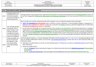 Firma
servicEvolution
Themenbereich
Leitkonzept der Servicialisierung
Druckdatum
18.09.2022
Bearbeiter, Telefon-Nr.
Paul G. Huppertz
+49-1520-9 84 59 62
Thema/Gegenstand
Grundlagen & Grundbegriffe, Modelle & Methoden der Service-Erbringung
IT-Servicekatalog versus Service-Katalog – Abgrenzungen & Unterschiede
Ablage
Servicialisierung
Diskussionspapiere
Dokumentautor
Paul G. Huppertz
Dokumentname
IT-Servicekatalog versus Service-Katalog V01.04.00
Dokumentdatum
18.09.2022
Dokumentseite
33 von 61
Paul G. Huppertz ▪ Schöne Aussicht 41 ▪ 65396 Walluf ▪ +49-61 23-74 04 16 ▪ Paul.G.Huppertz@servicEvolution.com
Nr. Zitat aus dem o.a. Artikel Analyse & Aufarbeitung, Kritik & Korrektur
04.07
Zukünftig werden hoch-
entwickelte ITSK vor al-
lem für die Ansprache
von externen Kunden an
Bedeutung gewinnen.
Derartige „Kunden“ sind interessierte bzw. registrierte Service-Kunden, die konkrete & verbindliche Service-Erbringungsangebote suchen, um
ein von ihnen ausgewählte ICTility Service-Typen jeweils zur Erbringung zu beauftragen für von ihnen autorisierte ICTility Service-Konsumen-
ten.
04.08
Eine sinnvolle Struktu-
rierung des ITSK ist
daher wichtig. In der
Literatur sind unter-
schiedliche Perspekti-
ven und Herangehens-
weisen zur Strukturie-
rung anzutreffen, wo-
bei die Gesamtzahl
der Arbeiten zu die-
sem Thema bisher
recht überschaubar
blieb.
Bevor man über eine sinnvolle „Strukturierung des ITSK“ nachdenkt, muss man folgendes bedenken & berücksichtigen:
• „Die IT“ ist systemfixiert & service-ignorant, denn sie offeriert in einem so genannten „IT-Service-Katalog“ Angaben zu eingesetzten IT-
Systemen, die sie deklariert als „Services“ auf Basis der universell & durchgängig wirksamen, gleichwohl fehlgehenden & irreführenden
ITILianischen Grundgleichung „service = IT system(s)“.
• Aus der Sicht & für die Belange von in Frage kommenden Service-Kunden in den Unternehmen, nämlich Kostenstellenleitern in Fachabtei-
lungen, geht es um geschäfts(prozess)relevante oder anderweitig erforderliche ICTility Service-Typen, die sie bei einem rechenschaftspflich-
tigen ICTility Service zur Erbringung beauftragen wollen für von ihnen autorisierte ICTility Service-Konsumenten in Gestalt von Mitarbeitern
in ihren Verantwortungsbereichen. Letztere können dann bei Bedarf jeweils einzelne ICTility Services der für sie beauftragten ICTility Ser-
vice-Typen abrufen & simultan zu deren Erbringungen konsumieren, um von ihnen beabsichtigte, geschäftliche Aktivitäten effizient aus-
zuführen.
04.09
Die Gesamtzahl der Arbeiten zu „IT-Service-Katalogen“ blieb bisher recht überschaubar, weil „die IT(-Abteilungen)“ derartige Kataloge gar nicht
oder nur bedingt veröffentlichen wollten, da sie meinten „die (End-Benutzer/(End-)User“ würden dann viel zu hohe Ansprüche stellen und
erfüllt haben wollen.
• Dabei ging es im Wesentlichen um die Art von & die Anforderungen an IT-Systeme/n, vor allem von Arbeitsplatzsystemen wie PC, Note-
book, Smartphone.
• Derweil wird völlig verkannt,
o dass die „IT-Systeme“ jeweils wechselweise fungieren als software-basierende elektronische Digitalisierungssysteme & Service-Erbrin-
gungssysteme
o dass die „Endbenutzer/Endanwender“ schon seit langem versierte Digitalisierer & versierte ICTility Service-Konsumenten sind
 