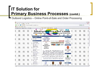 IT Solution for  Primary Business Processes  (contd.) Outbond Logistics – Online Point-of-Sale and Order Processing 