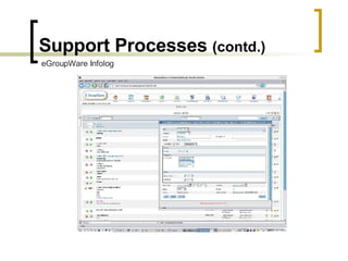 Support Processes  (contd.) eGroupWare Infolog 