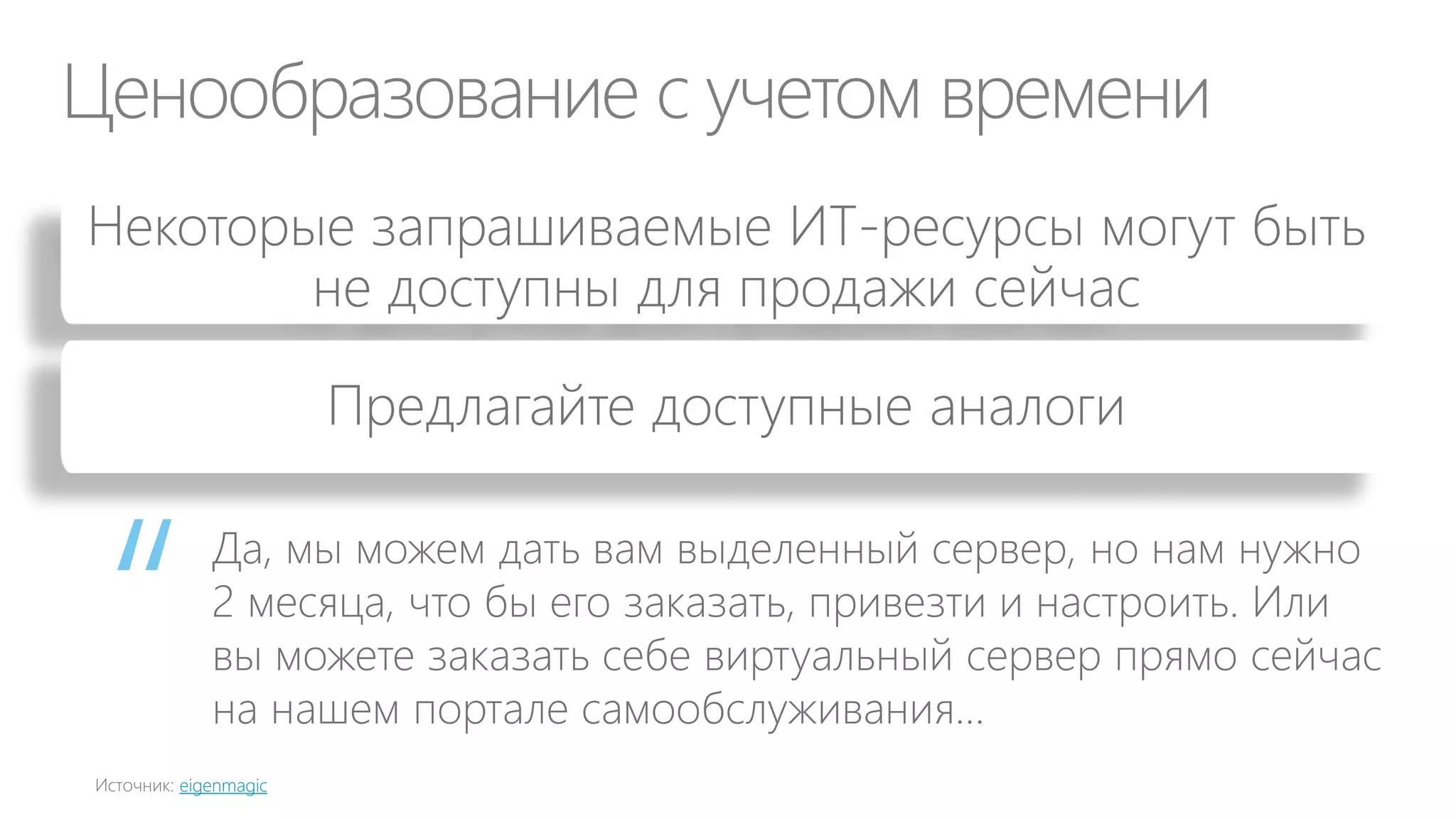 Ценность ДИТ для бизнеса:
увеличение добавленной стоимости
Планируете открывать новые
филиалы в регионах?
Хочу предложить решение для
ускорения ввода филиала в
эксплуатацию с 3 до 1 недели

Конечно, буду рад
обсудить
COO

CIO

 