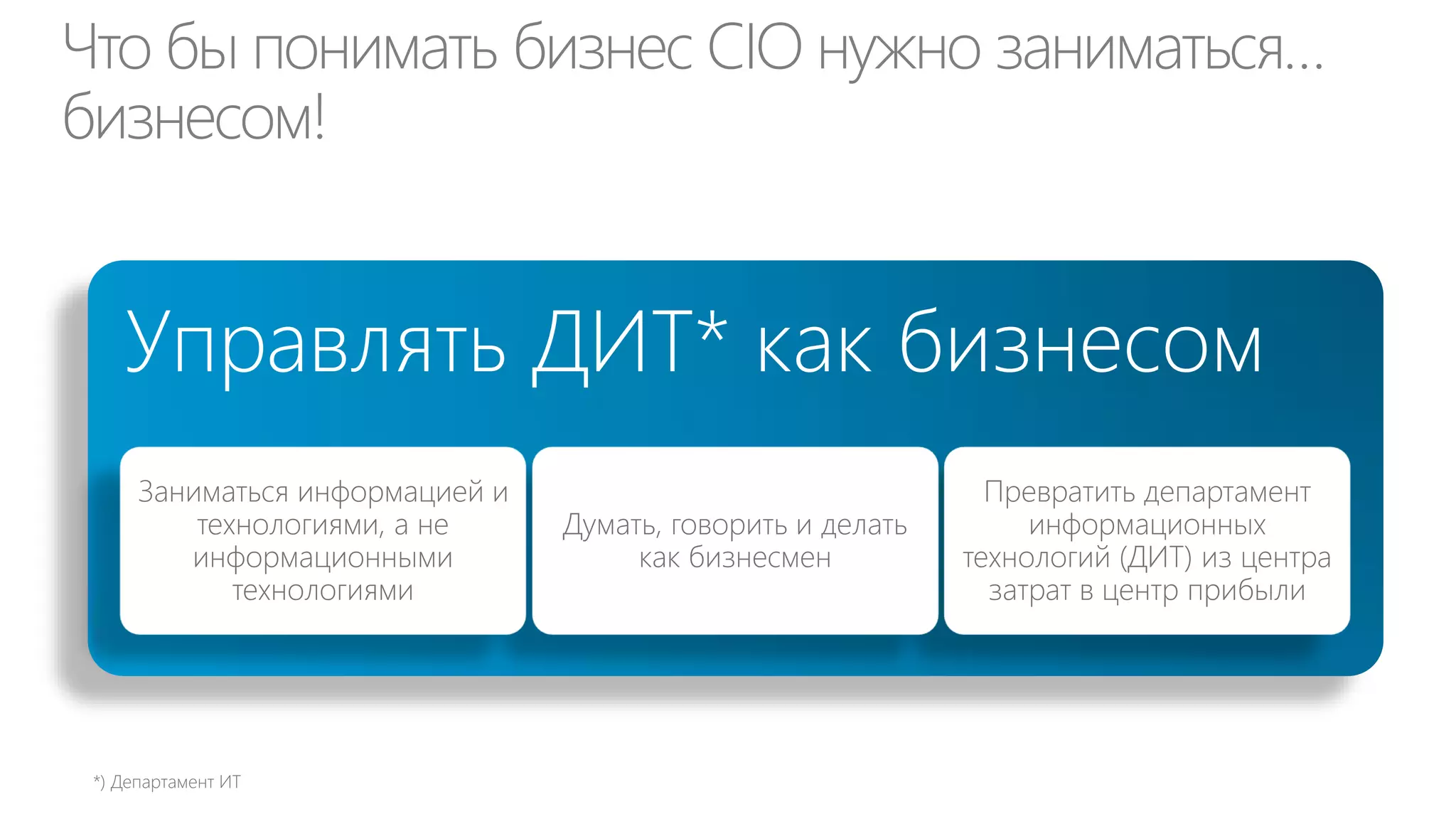 Мини-опрос: Считаете ли вы, что CIO и Департамент ИТ
(ДИТ) должны работать как бизнес внутри бизнеса?






http://bit.ly/CIOaaBiz

 