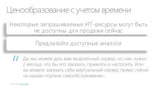 Ценообразование с учетом времени
Некоторые запрашиваемые ИТ-ресурсы могут быть
не доступны для продажи сейчас

“
eigenmagic

Предлагайте доступные аналоги

 