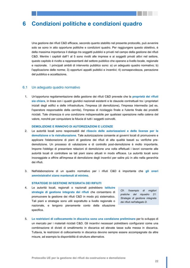 protocollo europeo per la gestione dei rifiuti da C&D