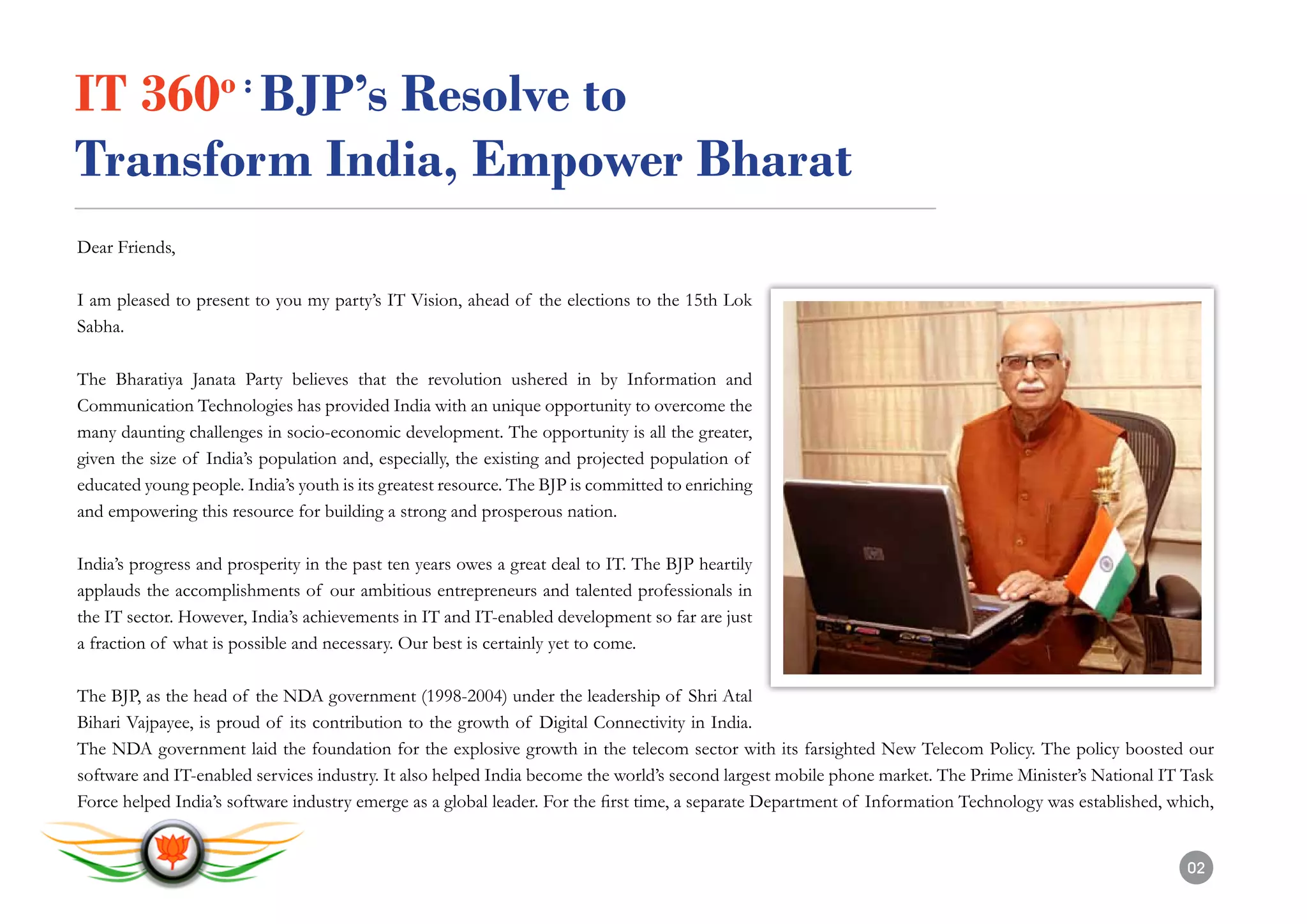 L.K. Advani - BJP's IT Vision - Transforming Bharat