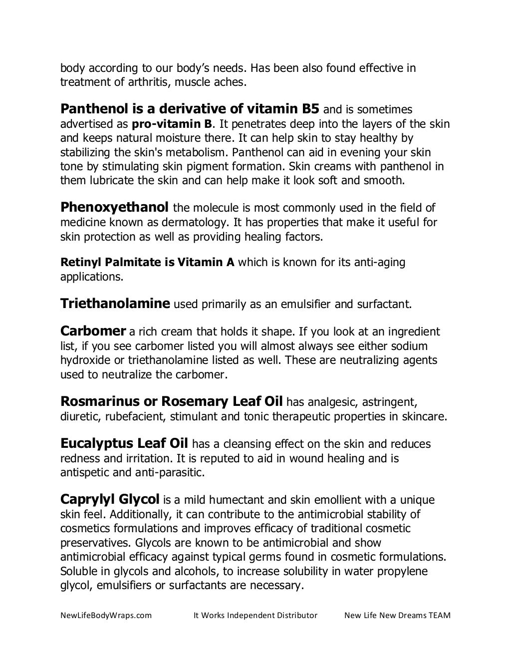 It Works Body Wraps Ingredients A List and Description of the It