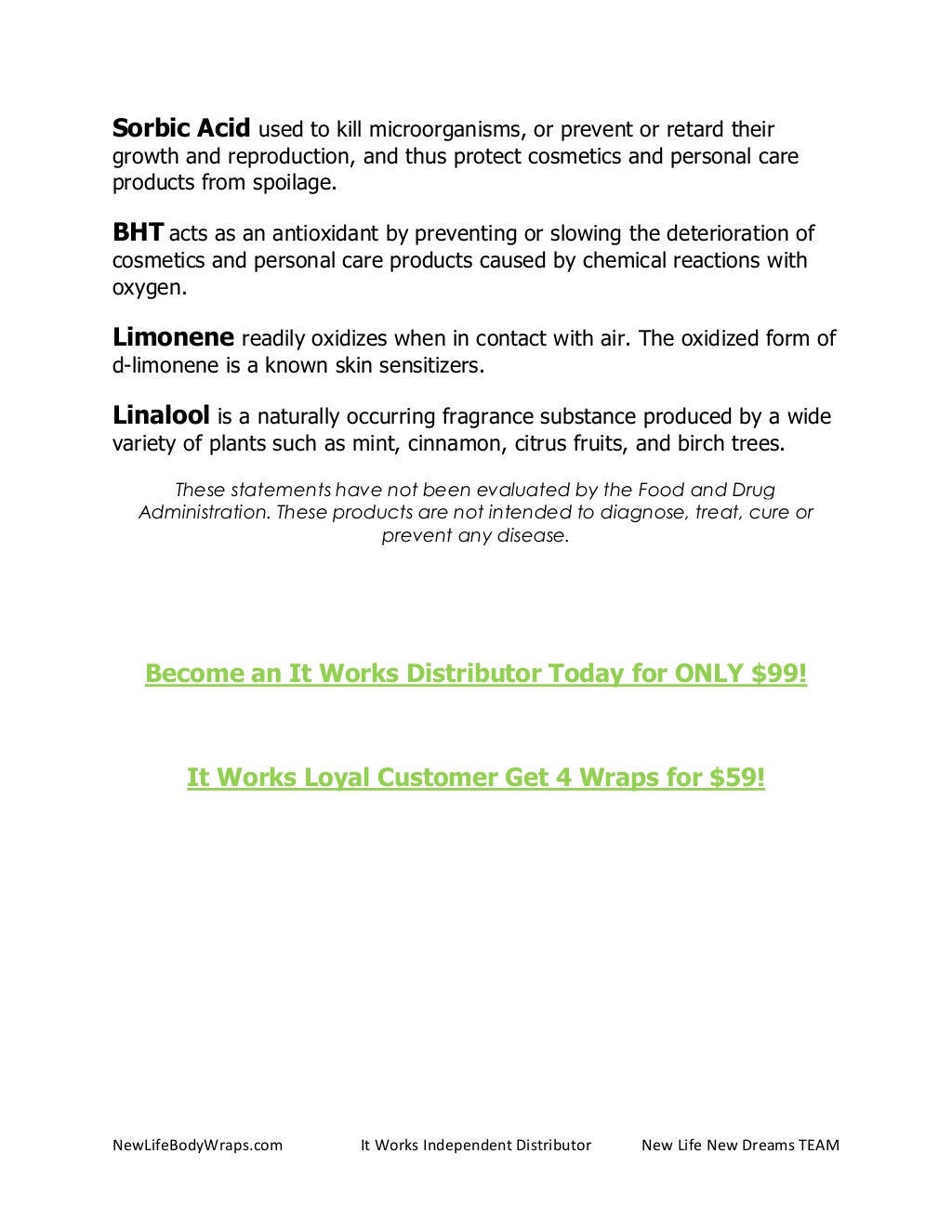 It Works Body Wraps Ingredients A List and Description of the It