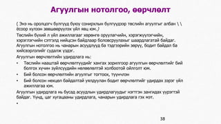 Агуулгын нотолгоо, өөрчлөлт 
( Энэ нь оролцогч булгүүд буюу сонирхлын бүлгүүдээр төслийн агуулгыг албан   
ёсоор хүлээн зөвшөөрүүлэх үйл явц юм.) 
Төслийн бүхий л үйл ажиллагааг хөрөнгө оруулагчийн, хэрэгжүүлэгчийн, 
хэрэглэгчийн сэтгэлд нийцсэн байдлаар боловсруулахыг шаардлагатай байдаг. 
Агуулгын нотолгоо нь чанарын асуудлууд ба тэдгээрийн зөрүү, бодит байдал ба 
хийсвэрлэлийг судалж үздэг. 
Агуулгын өөрчлөлтийн удирдлага нь: 
• Төслийн нааштай өөрчлөлтүүдийг хангах зорилгоор агуулгын өөрчлөлтийг бий 
болгох хүчин зүйлсүүдийн нөлөөлөлтэй холбоотой ойлголт юм. 
• Бий болсон өөрчлөлтийн агуулгыг тогтоох, түүнчлэн 
• Бий болсон нөхцөл байдалтай уялдуулан бодит өөрчлөлтийг удирдах зэрэг үйл 
ажиллагаа юм. 
Агуулгын удирдлага нь бусад асуудлын удирдлагуудыг нэгтгэн зангидах үүрэгтэй 
байдаг. Үүнд, цаг хугацааны удирдлага, чанарын удирдлага гэх мэт. 
• 
38 
 