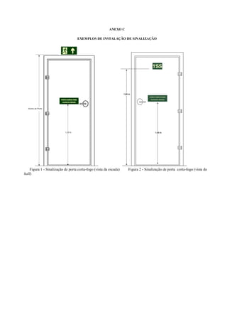 ANEXO C 
EXEMPLOS DE INSTALAÇÃO DE SINALIZAÇÃO Figura 1 - Sinalização de porta corta-fogo (vista da escada) Figura 2 - Sinalização de porta corta-fogo (vista do hall)  