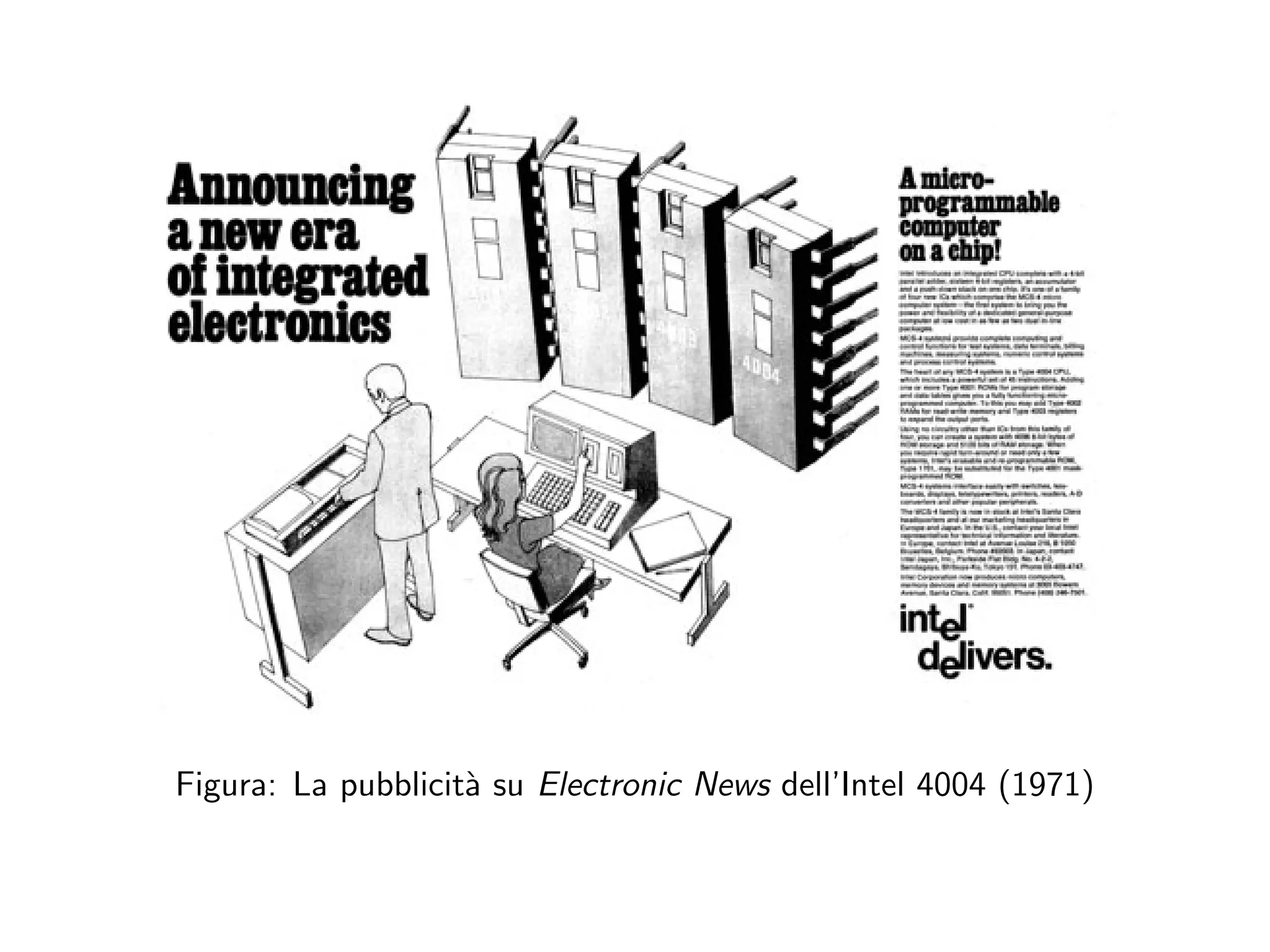 Figura: La pubblicit`a su Electronic News dell’Intel 4004 (1971)
 