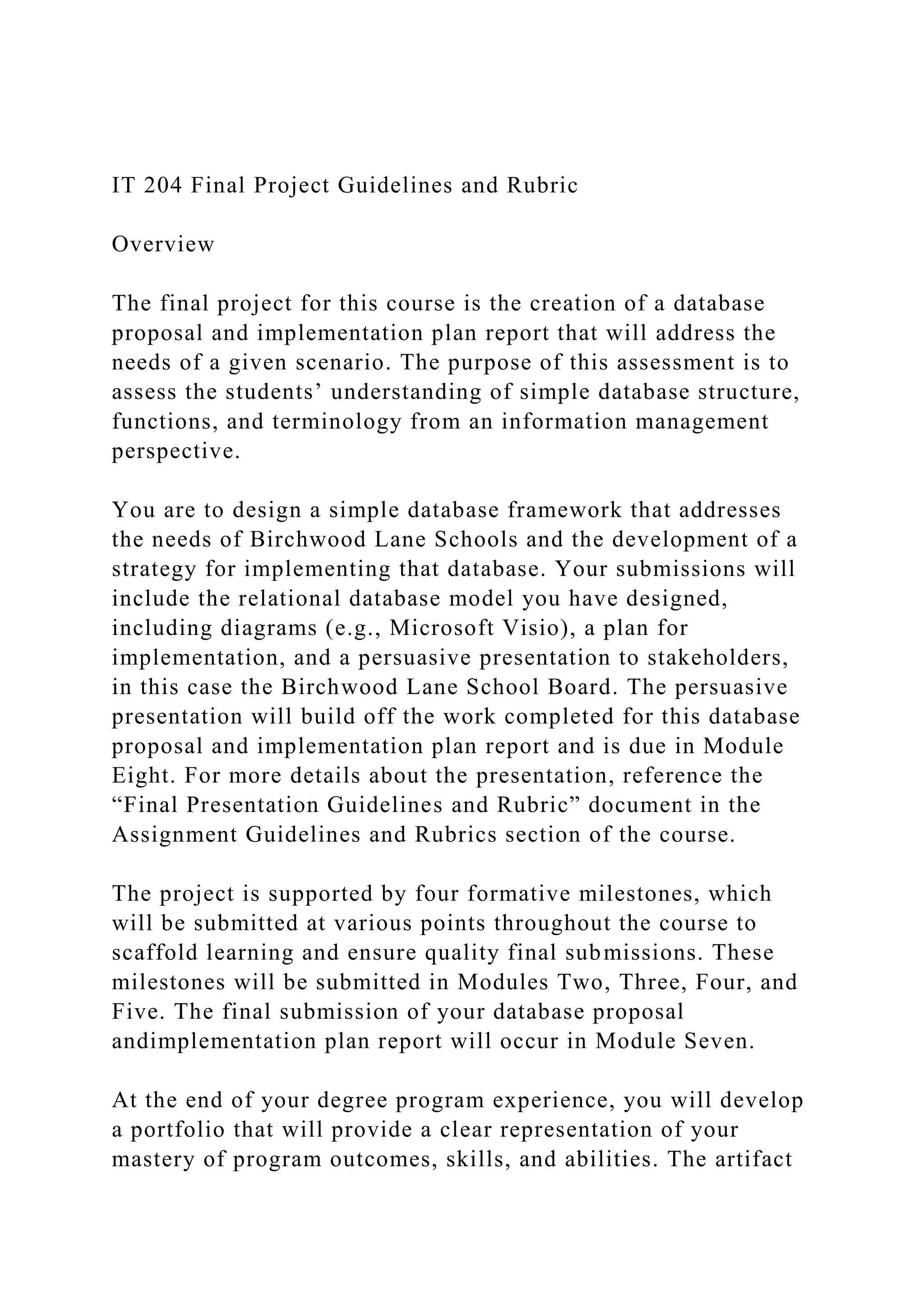 It 204 Final Project Guidelines And Rubricoverviewthe Fina Docx