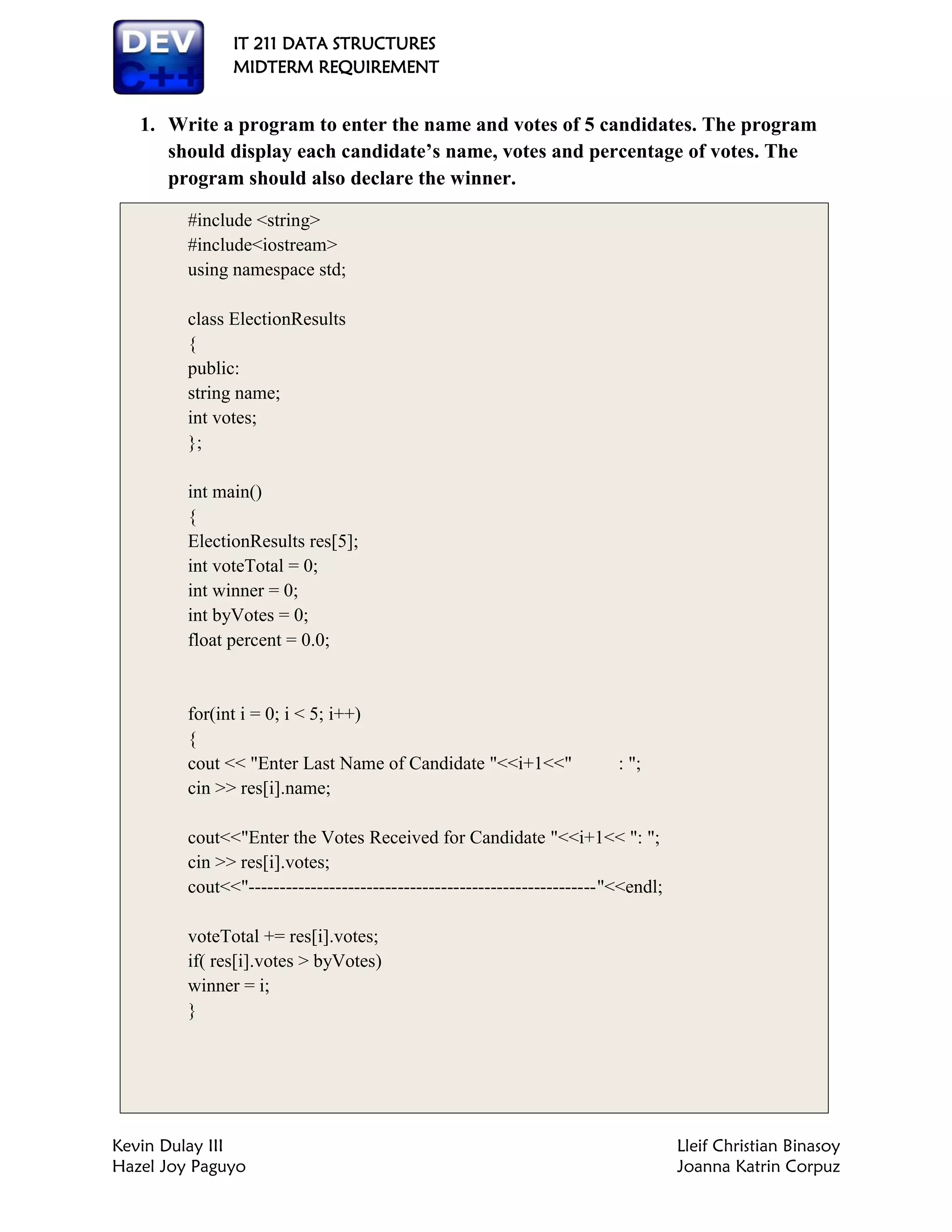 Data structures / C++ Program examples | PDF