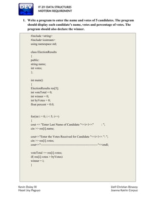Data structures / C++ Program examples | PDF image.