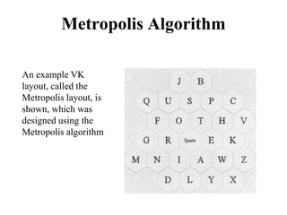 Metropolis Algorithm
An example VK
layout, called the
Metropolis layout, is
shown, which was
designed using the
Metropolis algorithm
 