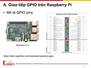 A. Giao tiếp GPIO trên Raspberry Pi
▪ Mô tả GPIO pins
174
Raspberry Pi 3
https://learn.sparkfun.com/tutorials/raspberry-gpio
 
