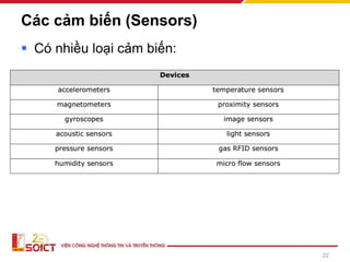 Các cảm biến (Sensors)
▪ Có nhiều loại cảm biến:
22
 