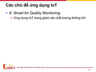 Các chủ đề ứng dụng IoT
▪ 6. Smart Air Quality Monitoring:
▪ Ứng dụng IoT trong giám sát chất lượng không khí
299
 