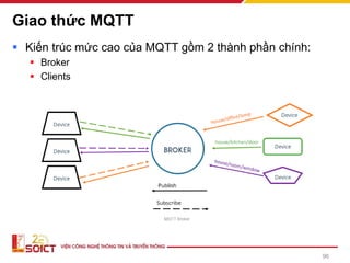 Giao thức MQTT
▪ Kiến trúc mức cao của MQTT gồm 2 thành phần chính:
▪ Broker
▪ Clients
96
 