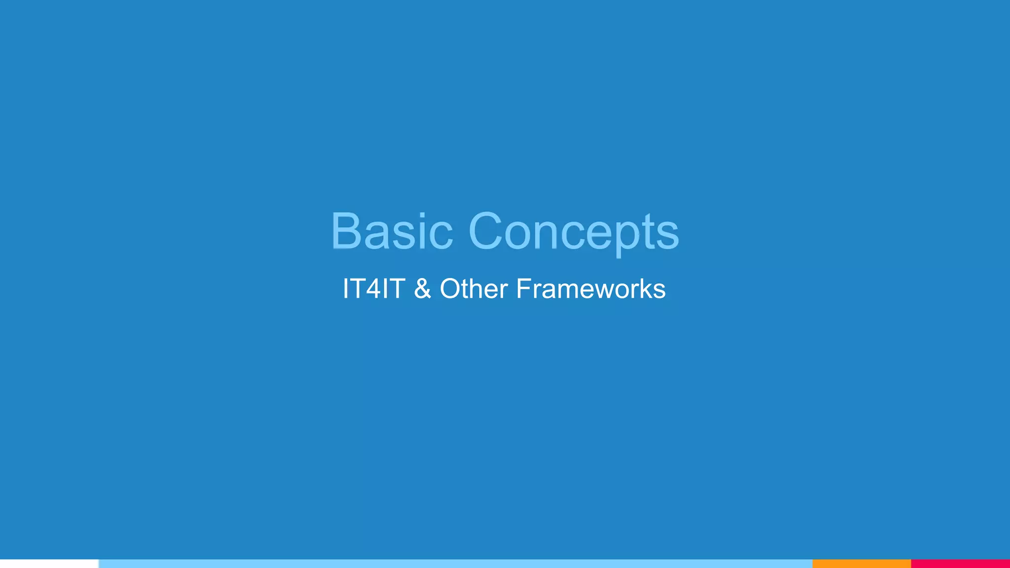 Basic Concepts
IT4IT & Other Frameworks
 