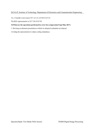 IT6005 digital image processing question bank | PDF