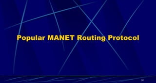 Popular MANET Routing Protocol
32
 