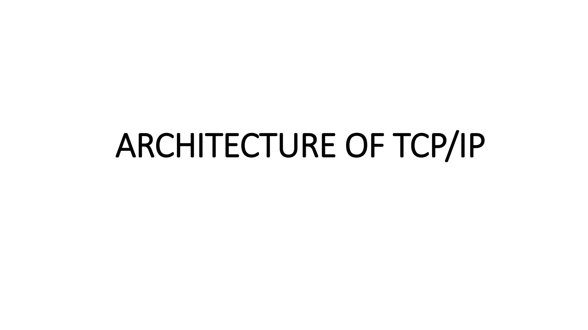 ARCHITECTURE OF TCP/IP
 