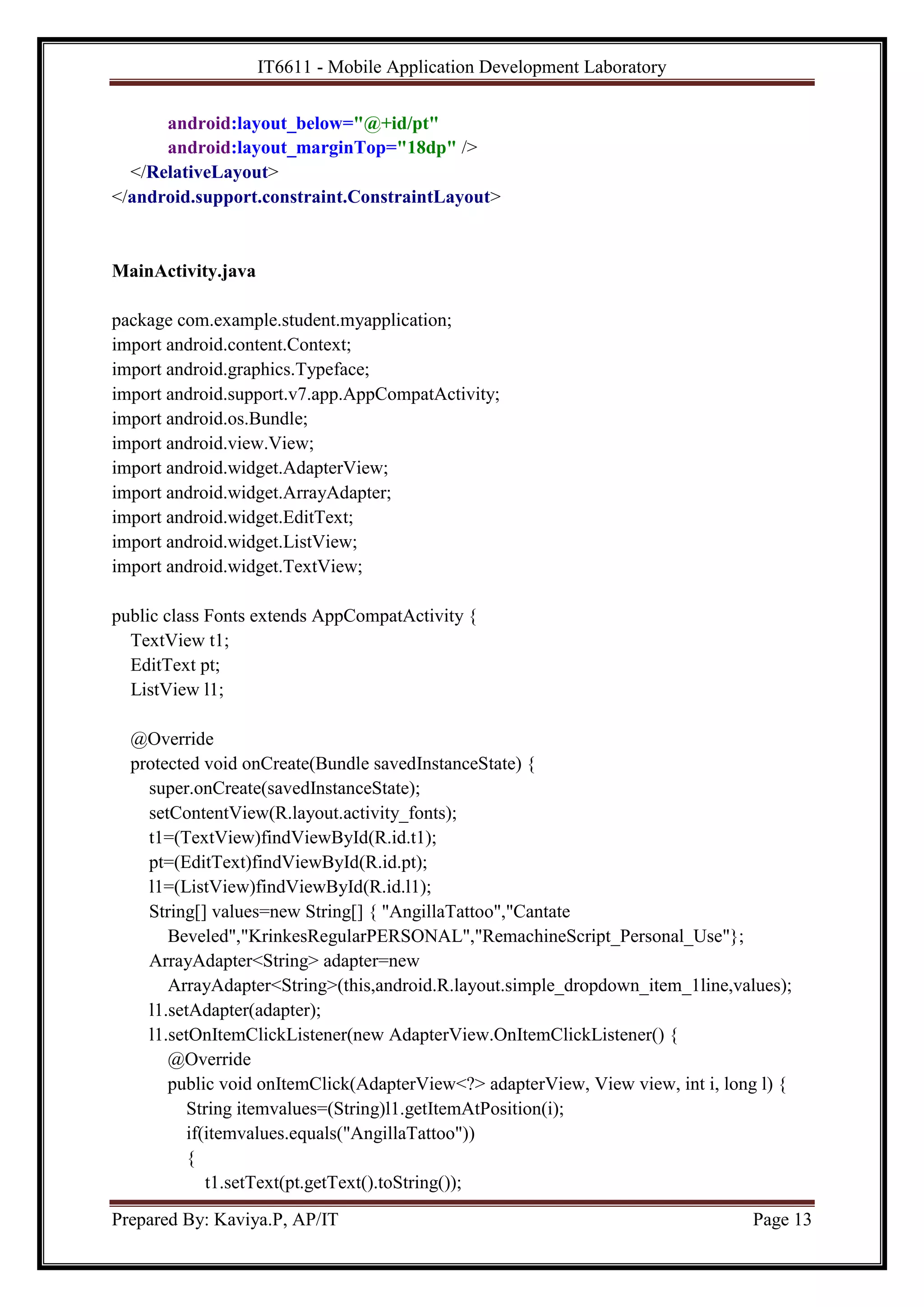 It6611 mobile application development lab manual pdf