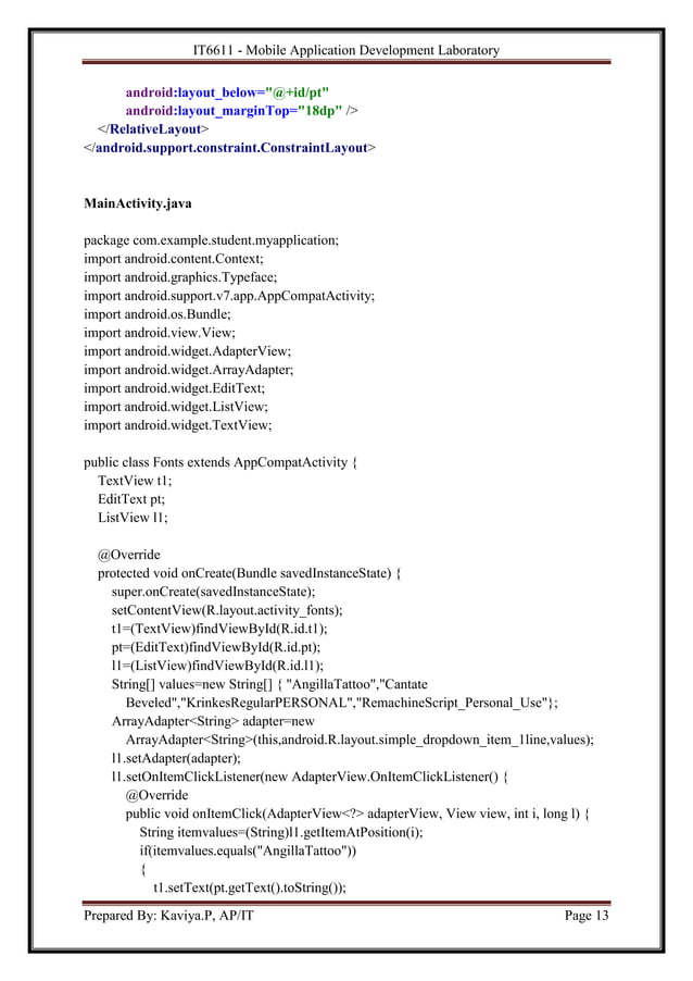 It6611 mobile application development lab manual pdf
