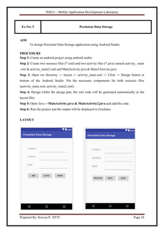 IT6611 Mobile Application Development Lab Manual | PDF