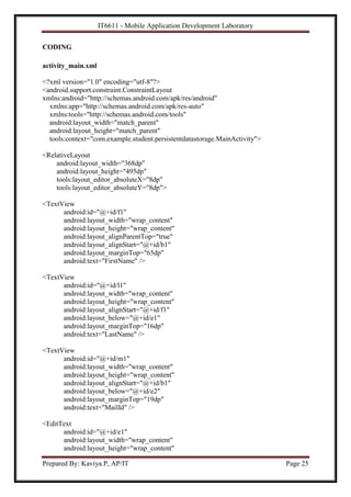 IT6611 Mobile Application Development Lab Manual | PDF