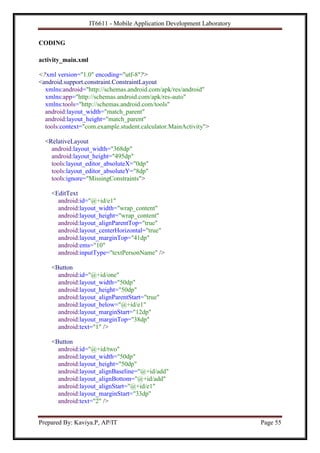 IT6611 Mobile Application Development Lab Manual | PDF