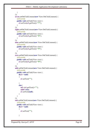 IT6611 Mobile Application Development Lab Manual | PDF