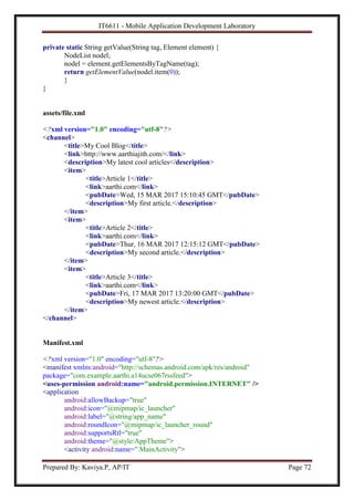 IT6611 Mobile Application Development Lab Manual | PDF