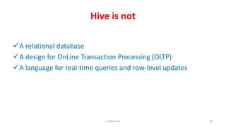 Hive is not
A relational database
A design for OnLine Transaction Processing (OLTP)
A language for real-time queries and row-level updates
139K.T.Mikel Raj
 