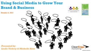 Using Social Media to Grow Your Brand & Business October 6, 2011 Presented by: Leslie Vickrey & Michelle Krier Confidential information. 