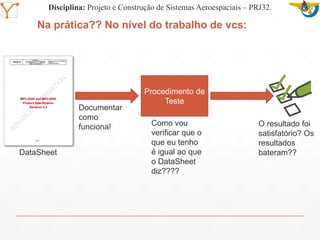 Mission Simulation Lab
HICEE
Mission Simulation Lab
HICEE
Na prática?? No nível do trabalho de vcs:
DataSheet
Documentar
como
funciona!
Procedimento de
Teste
Como vou
verificar que o
que eu tenho
é igual ao que
o DataSheet
diz????
O resultado foi
satisfatório? Os
resultados
bateram??
Disciplina: Projeto e Construção de Sistemas Aeroespaciais – PRJ32.
 